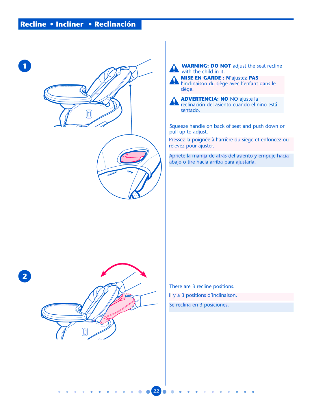 Bebe Sounds Blossom manual Recline Incliner Reclinación 