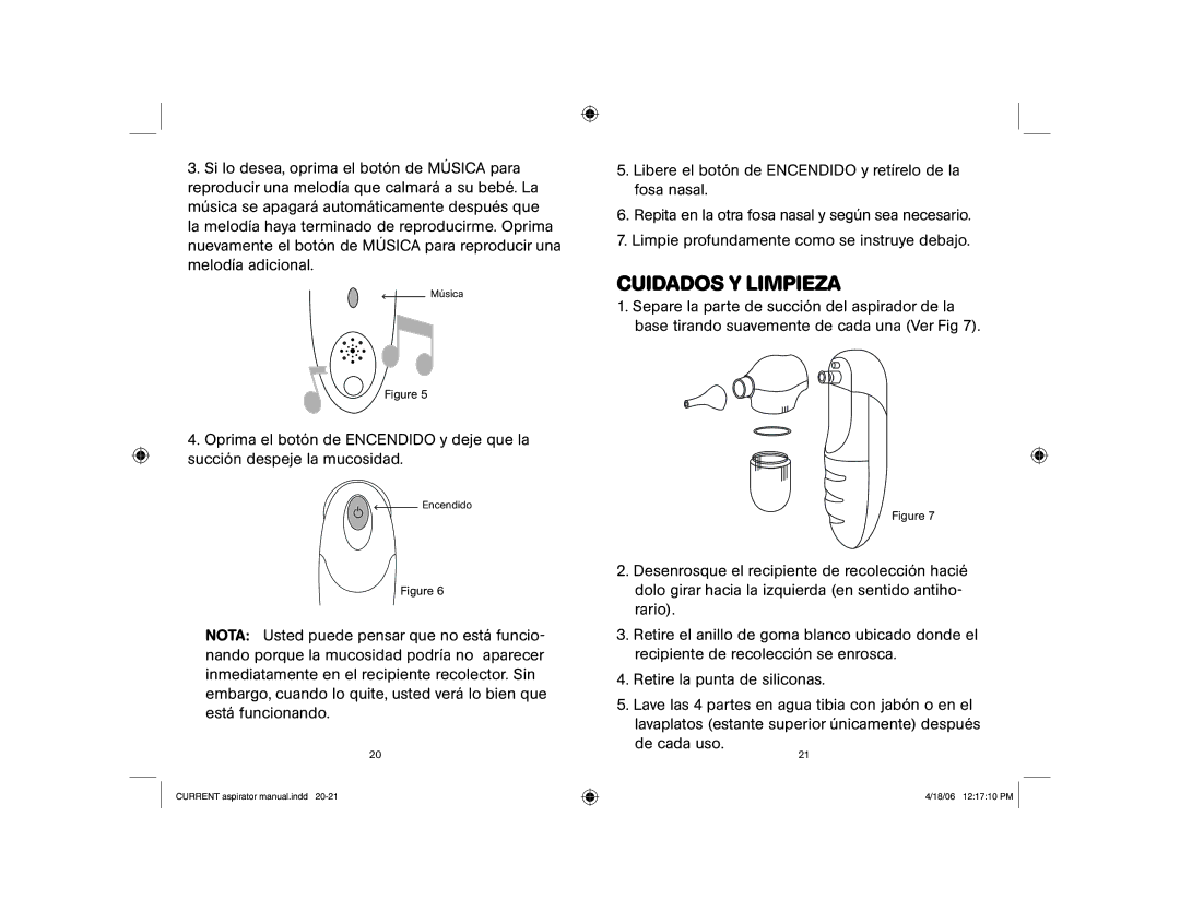 Bebe Sounds #BR140 instruction manual Cuidados Y Limpieza 