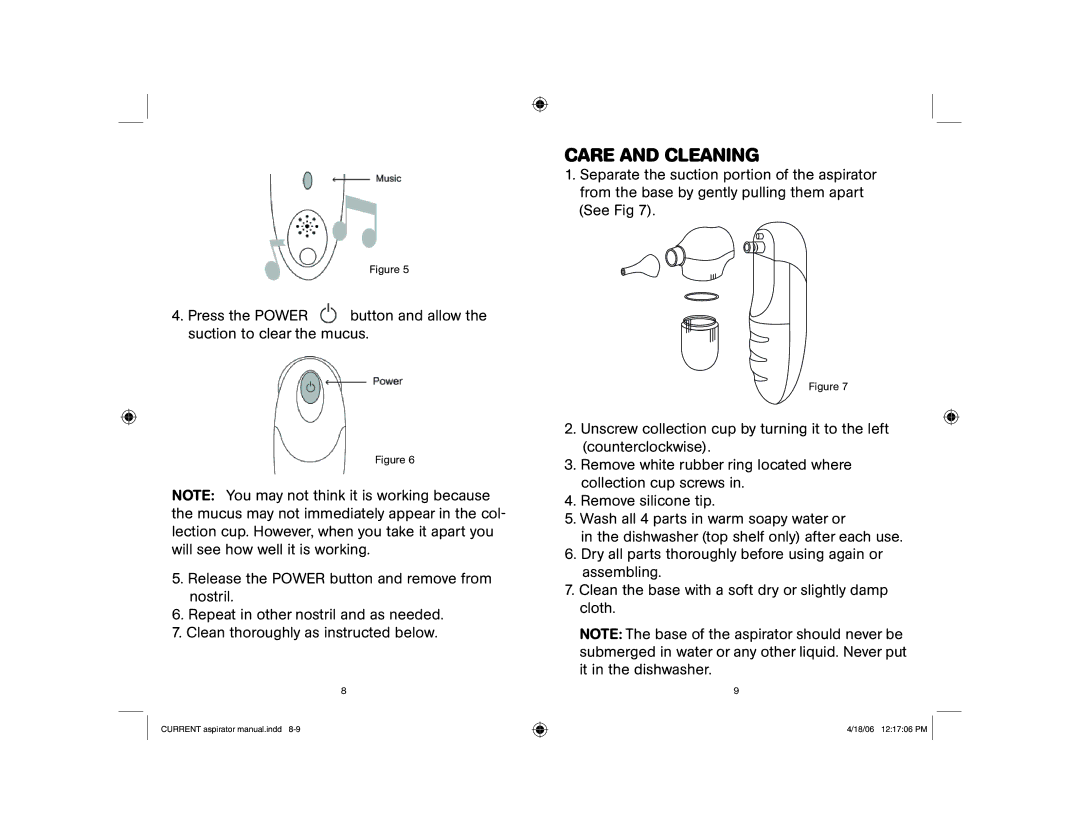 Bebe Sounds #BR140 instruction manual Care and Cleaning 