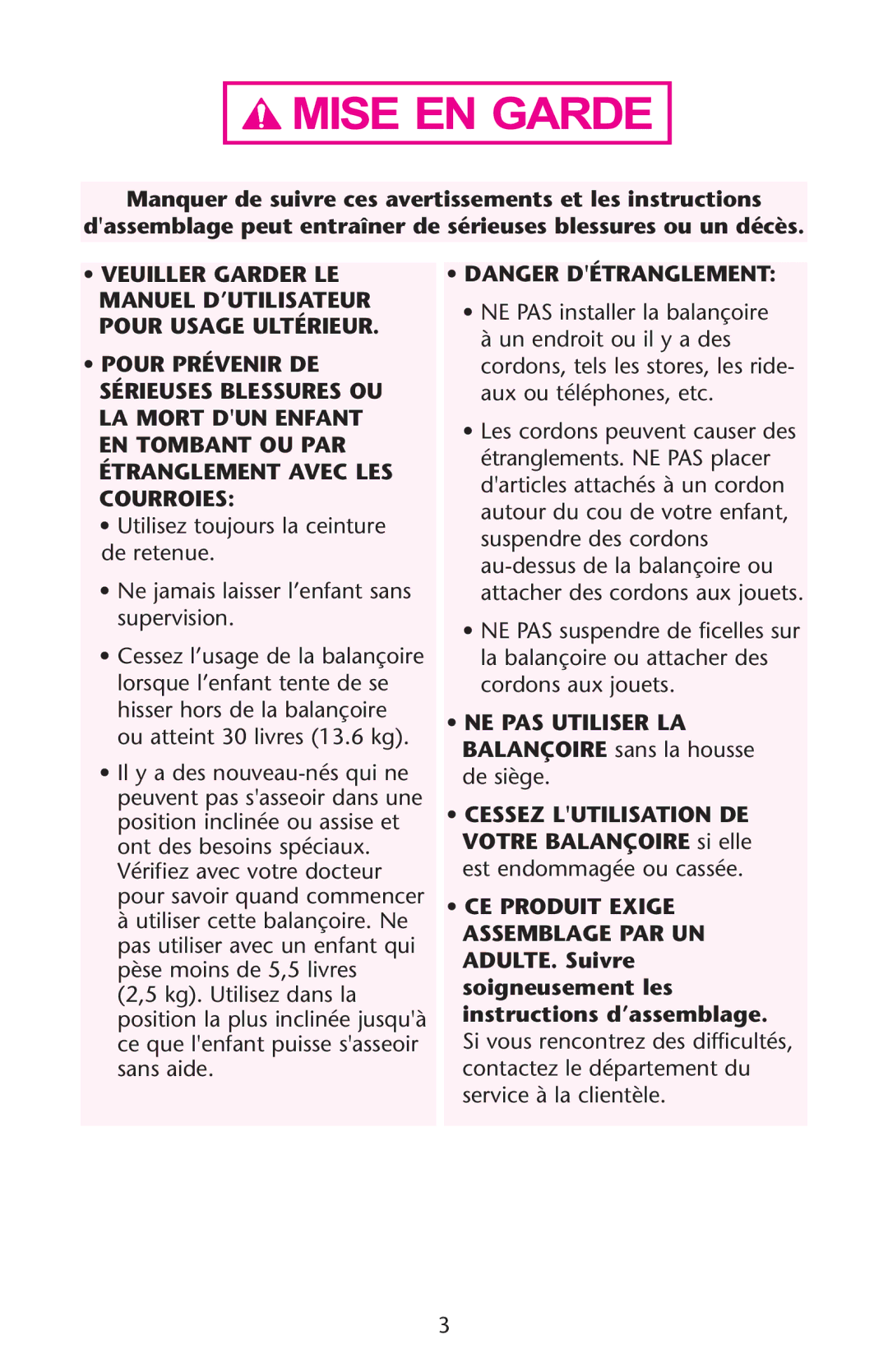 Bebe Sounds Silhouette Manuel D’UTILISATEUR Pour Usage Ultérieur, SsPOUR Prévenir DE, Sans AIDE, SsDANGER Détranglement 