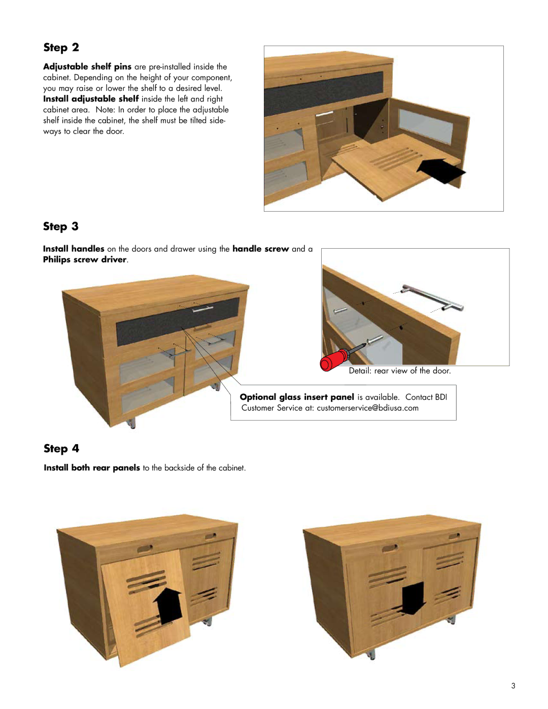 Becker Designed 8528A manual Philips screw driver, Optional glass insert panel is available. Contact BDI 