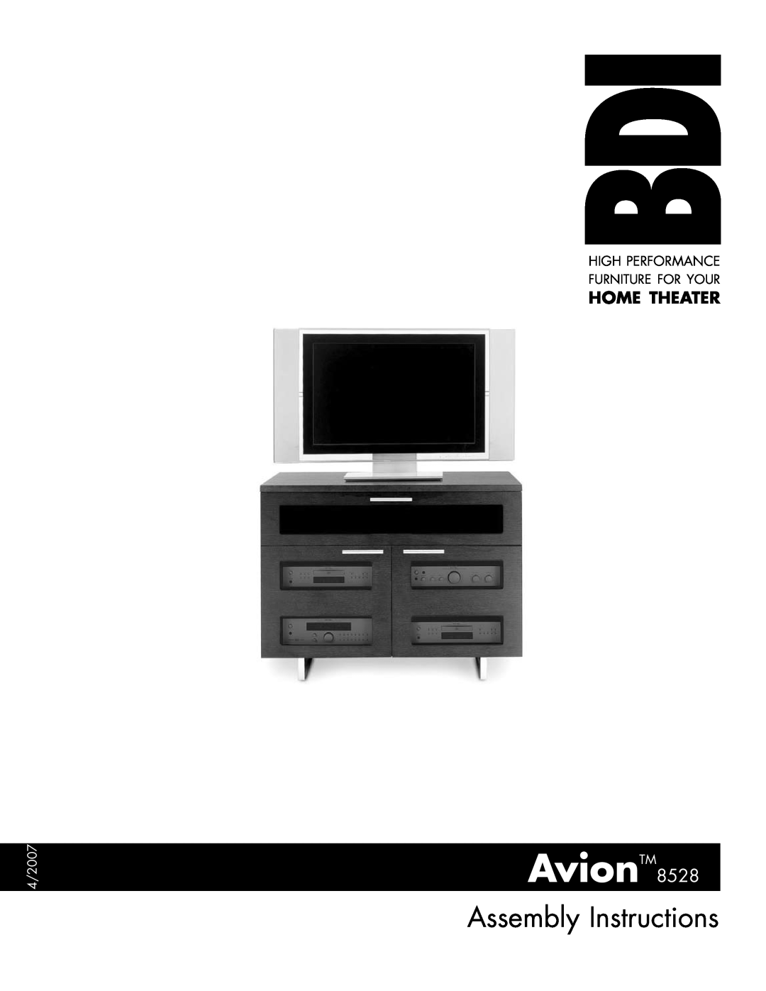 Becker Designed manual AvionTM8528A, Assembly Instructions, Home Theater, High Performance, 4/2007 