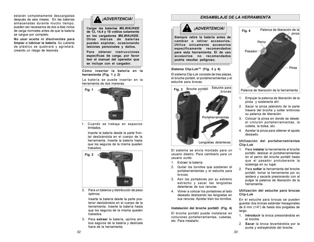 Beckett 0602-20 manual ¡ADVERTENCIA Ensamblaje DE LA Herramienta, ¡Advertencia, Utilización del portaherramientas Clip-Lok 