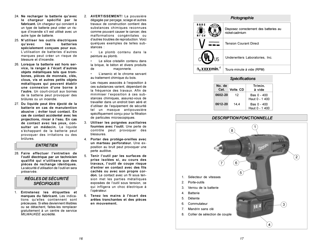 Beckett 0602-20, 0612-20 Entretien, Règles DE Sécurité Spécifiques, Pictographie, Spécifications, Descriptionfonctionnelle 