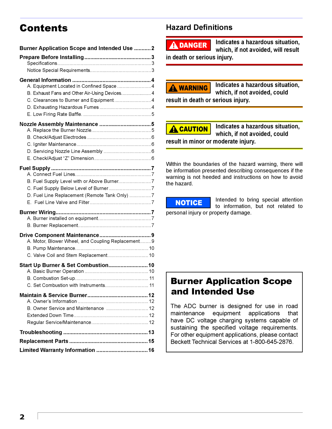 Beckett ADC manual Contents 