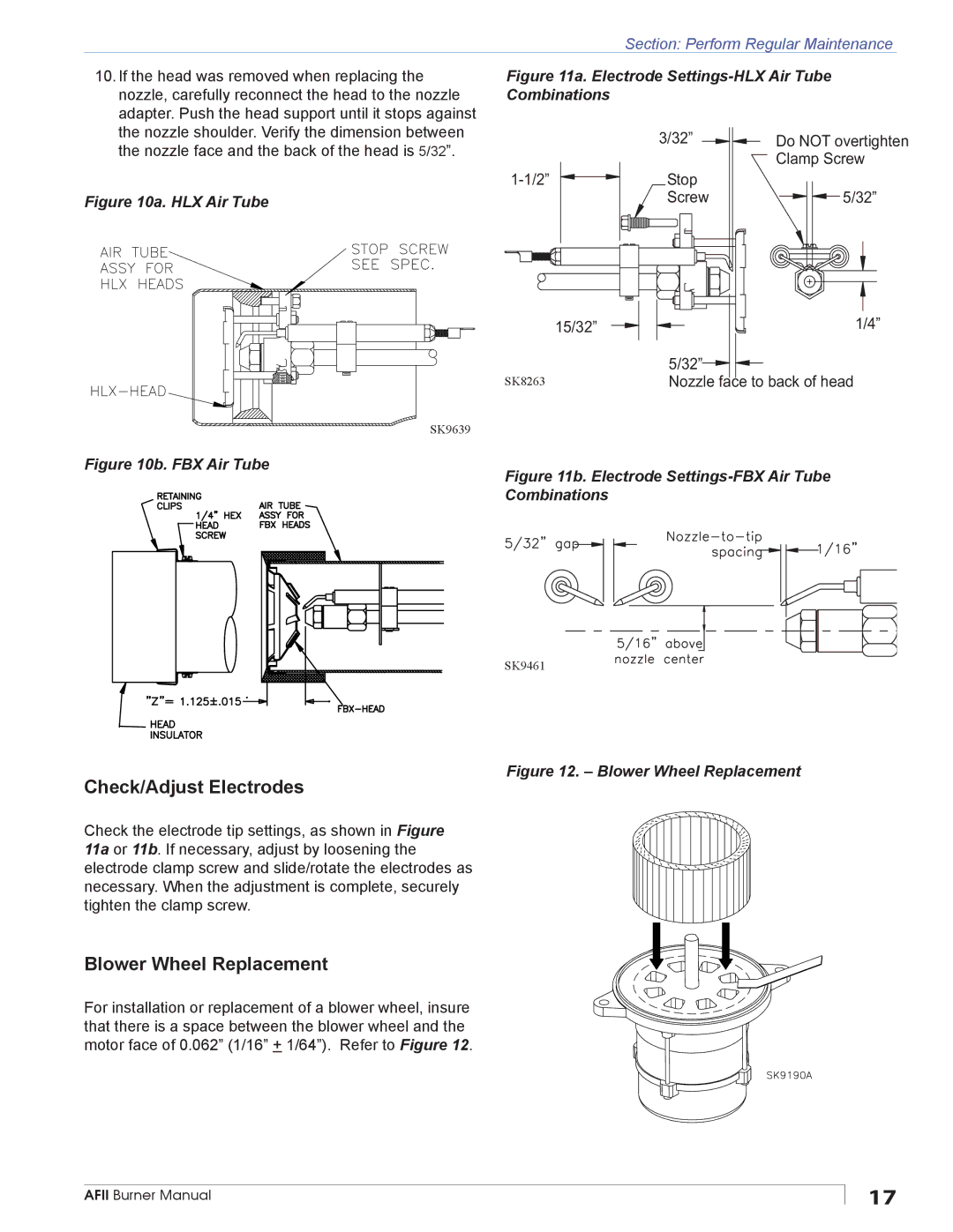 Beckett AFII manual Check/Adjust Electrodes, Blower Wheel Replacement, Combinations 