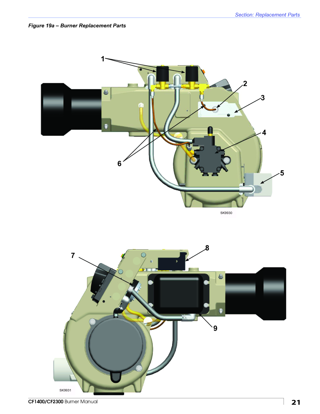 Beckett CF1400 manual Burner Replacement Parts 