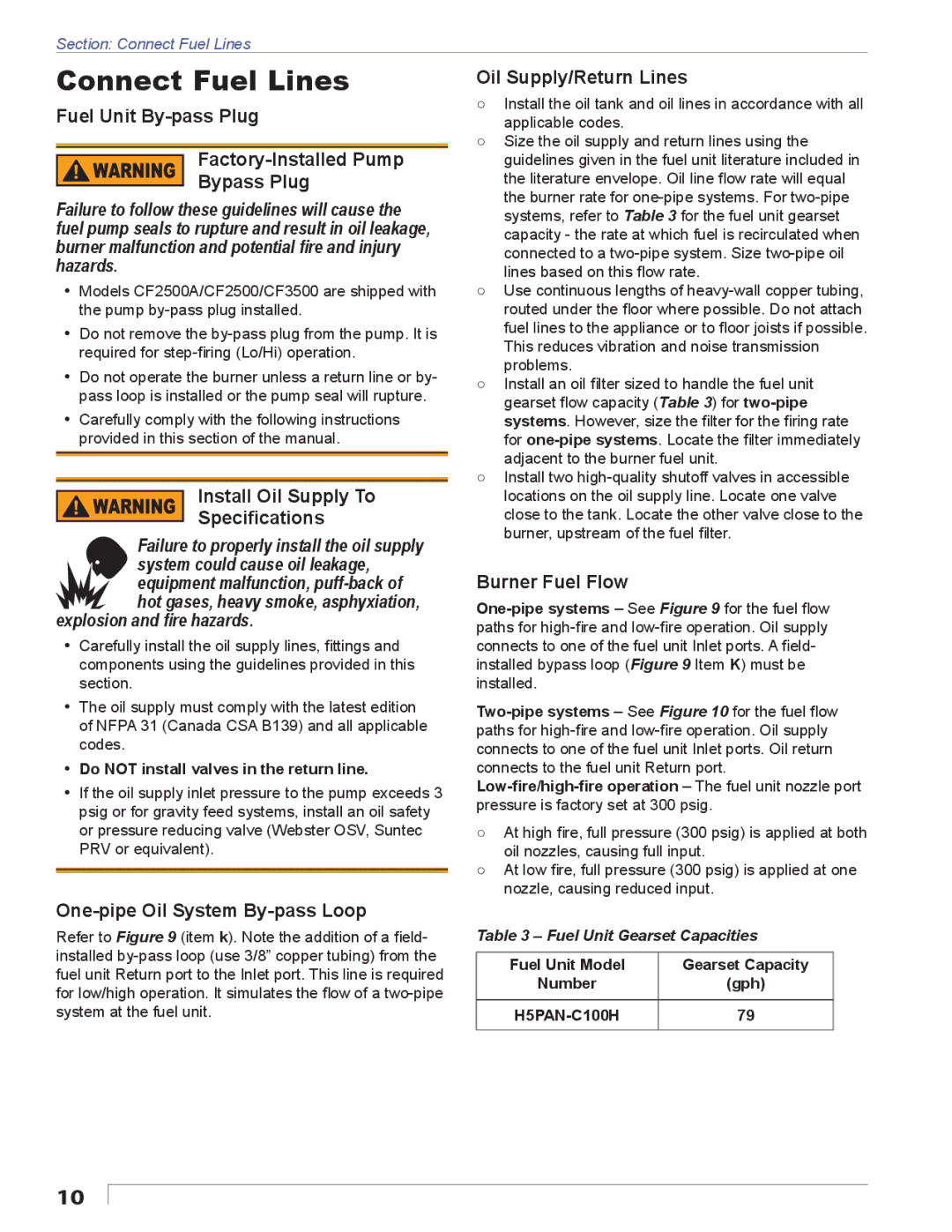 Beckett CF2500 manual Connect Fuel Lines 