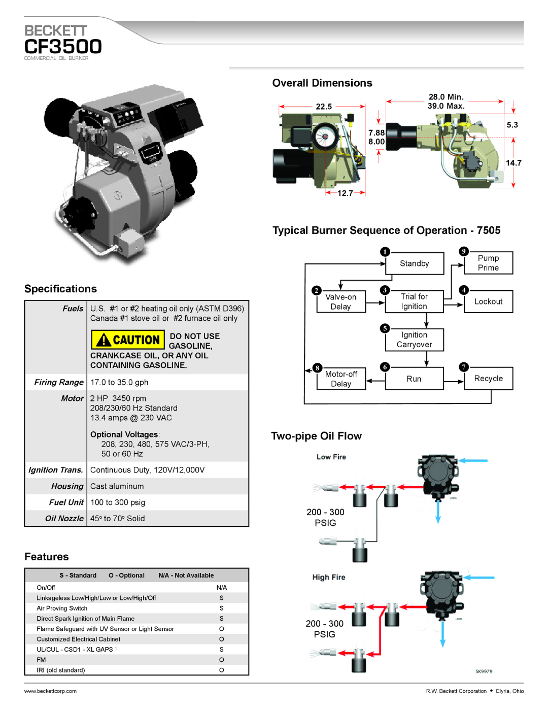 Beckett CF3500 specifications 