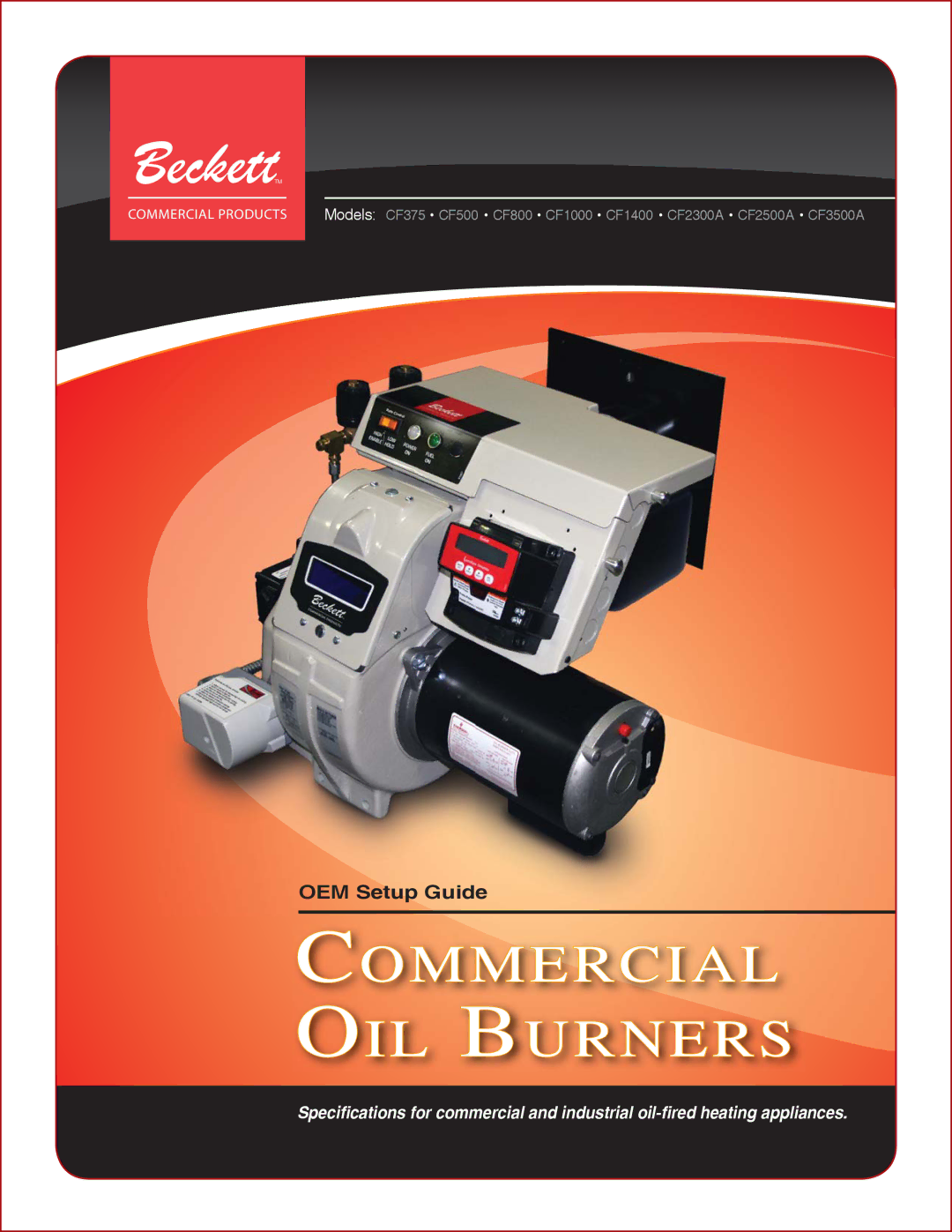 Beckett CF375, CF3500A, CF800, CF2500A, CF2300A setup guide Commercial OIL Burners 