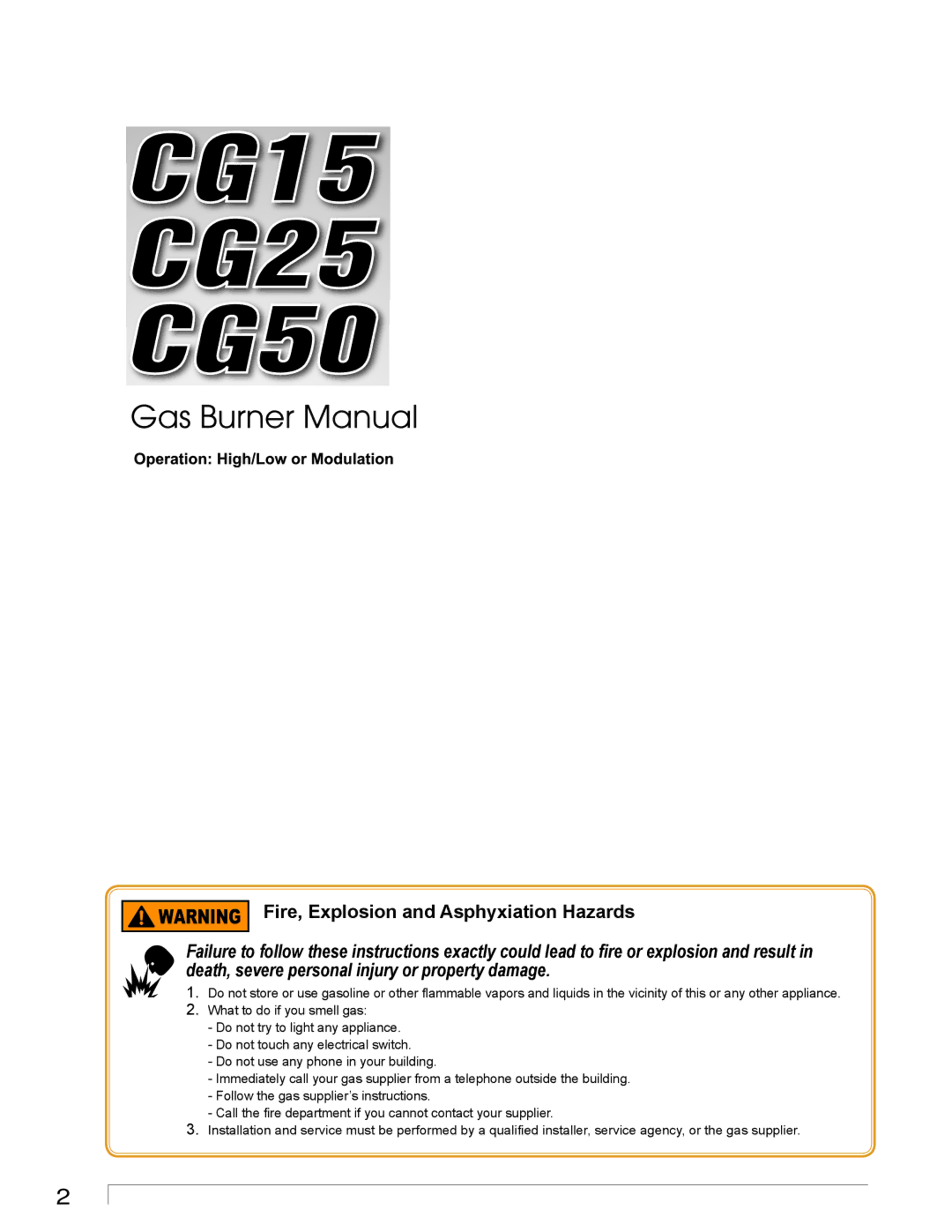 Beckett CG15, CG50, CG25 manual 