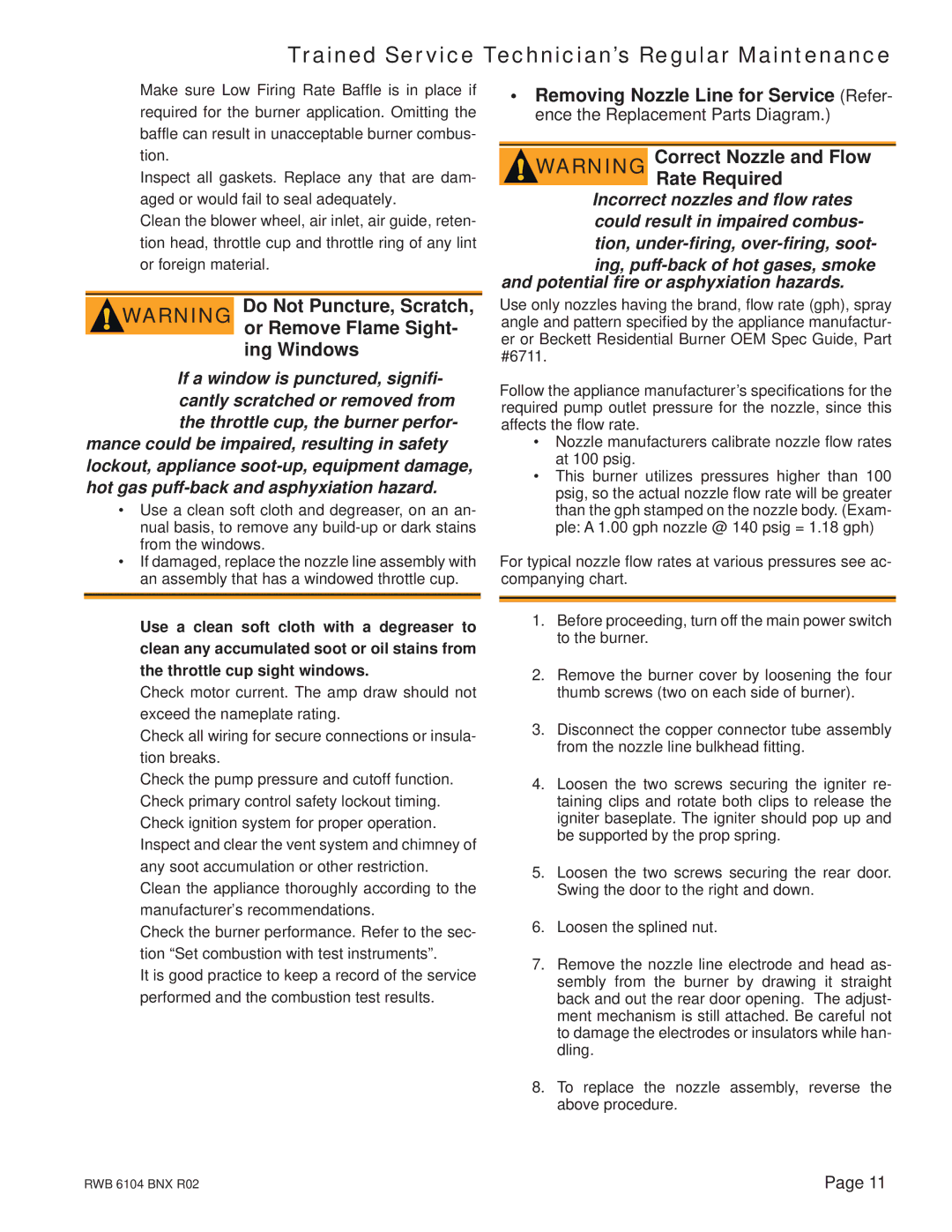 Beckett NX manual Ing Windows 