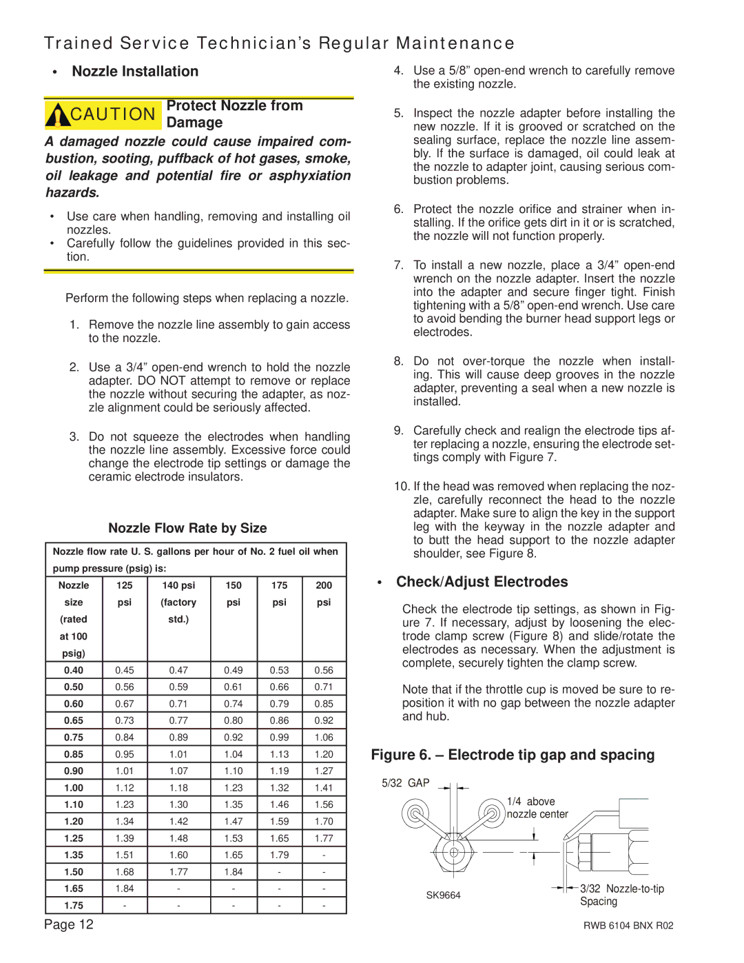 Beckett NX manual Nozzle Installation, Check/Adjust Electrodes 