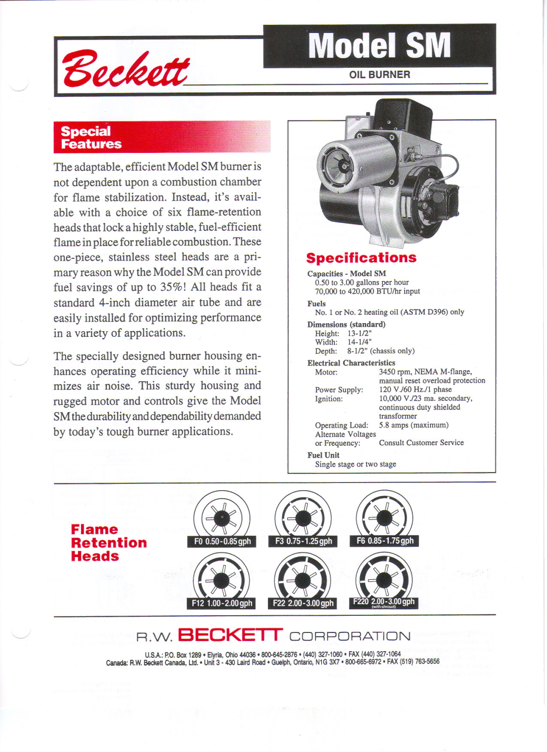 Beckett SM specifications ~~edett 