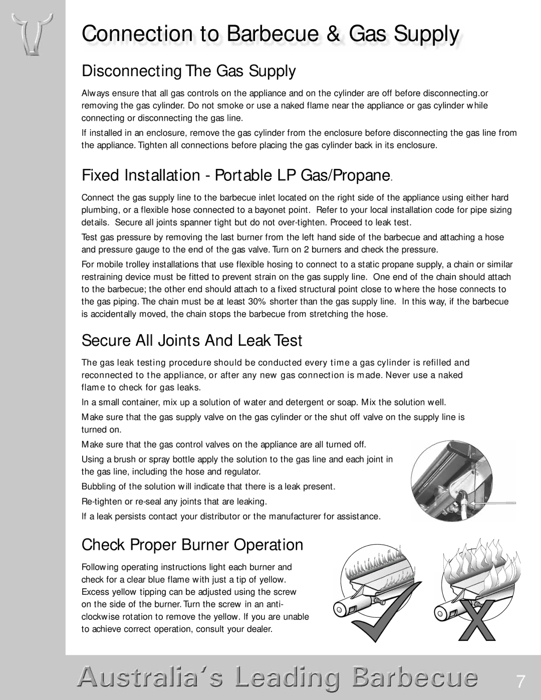 BeefEater Discovery Series manual Disconnecting The Gas Supply, Fixed Installation Portable LP Gas/Propane 