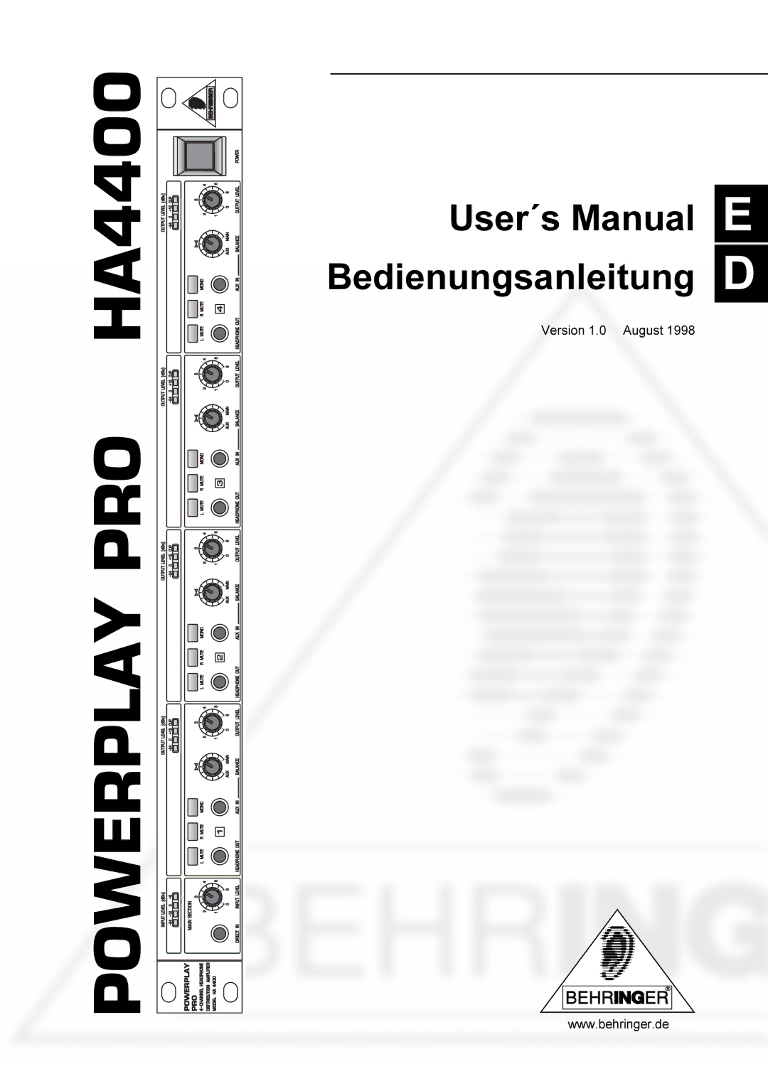 Behringer A4400 user manual Powerplay PRO 