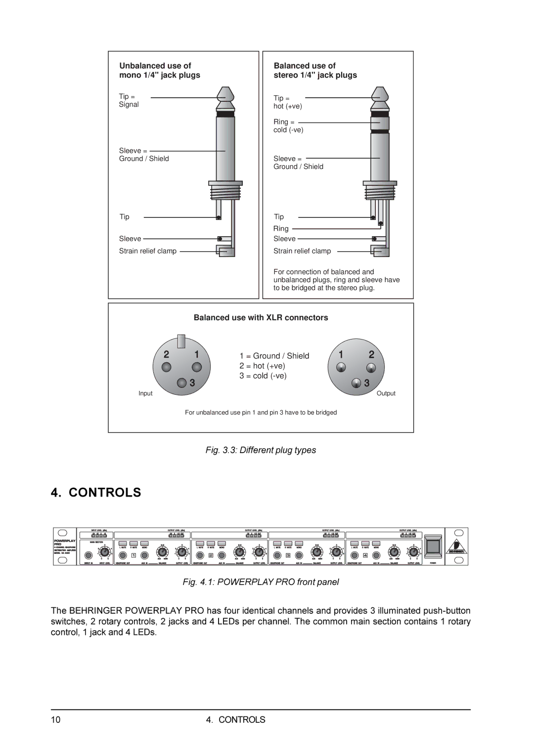 Behringer A4400 user manual Controls 