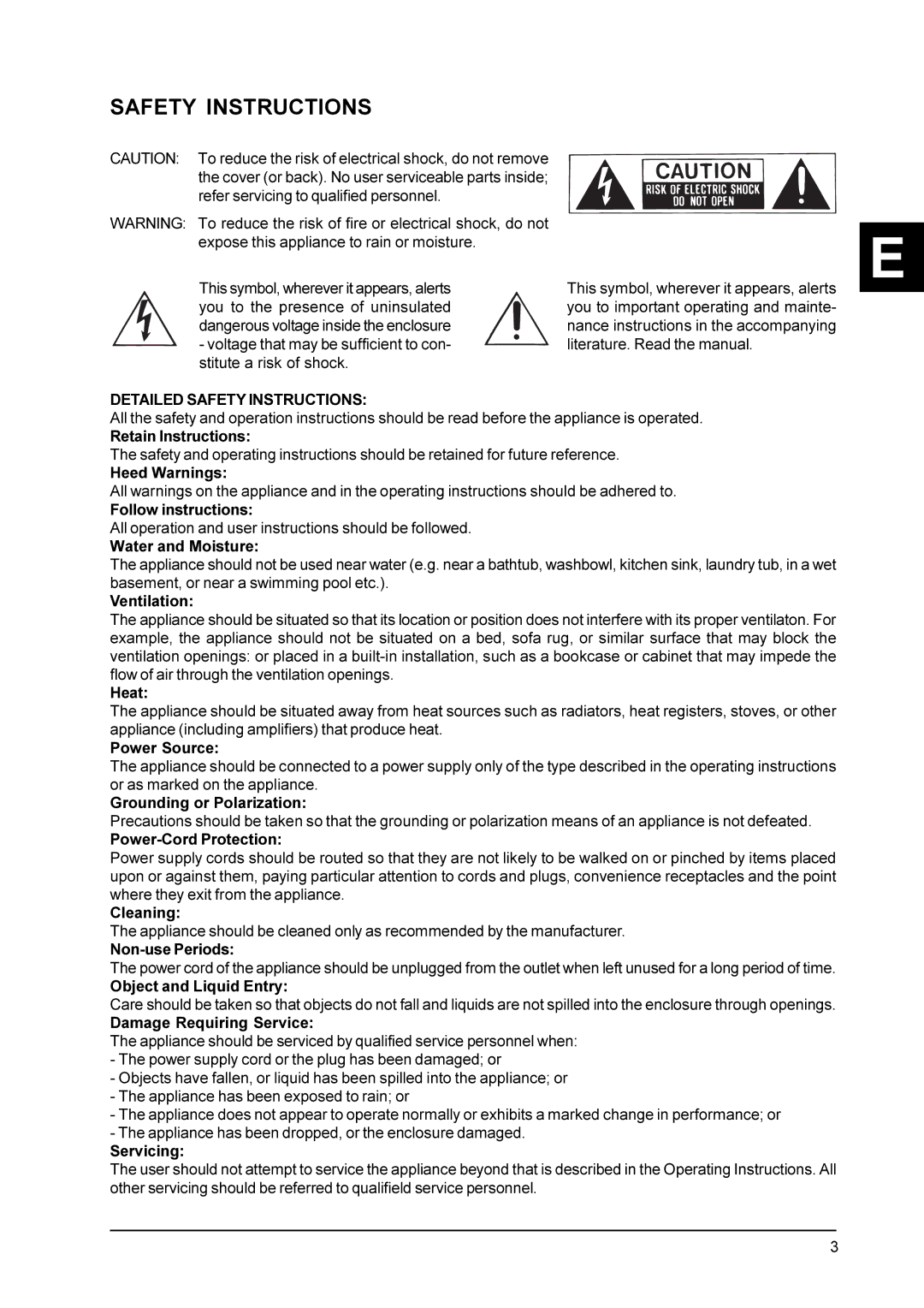 Behringer A4400 user manual Detailed Safety Instructions 