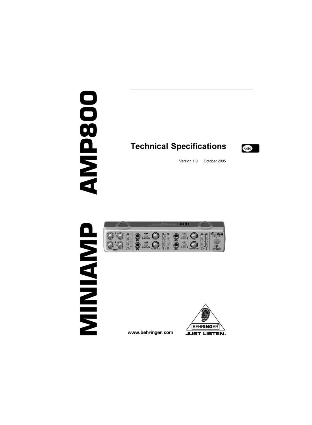 Behringer technical specifications Miniamp AMP800 