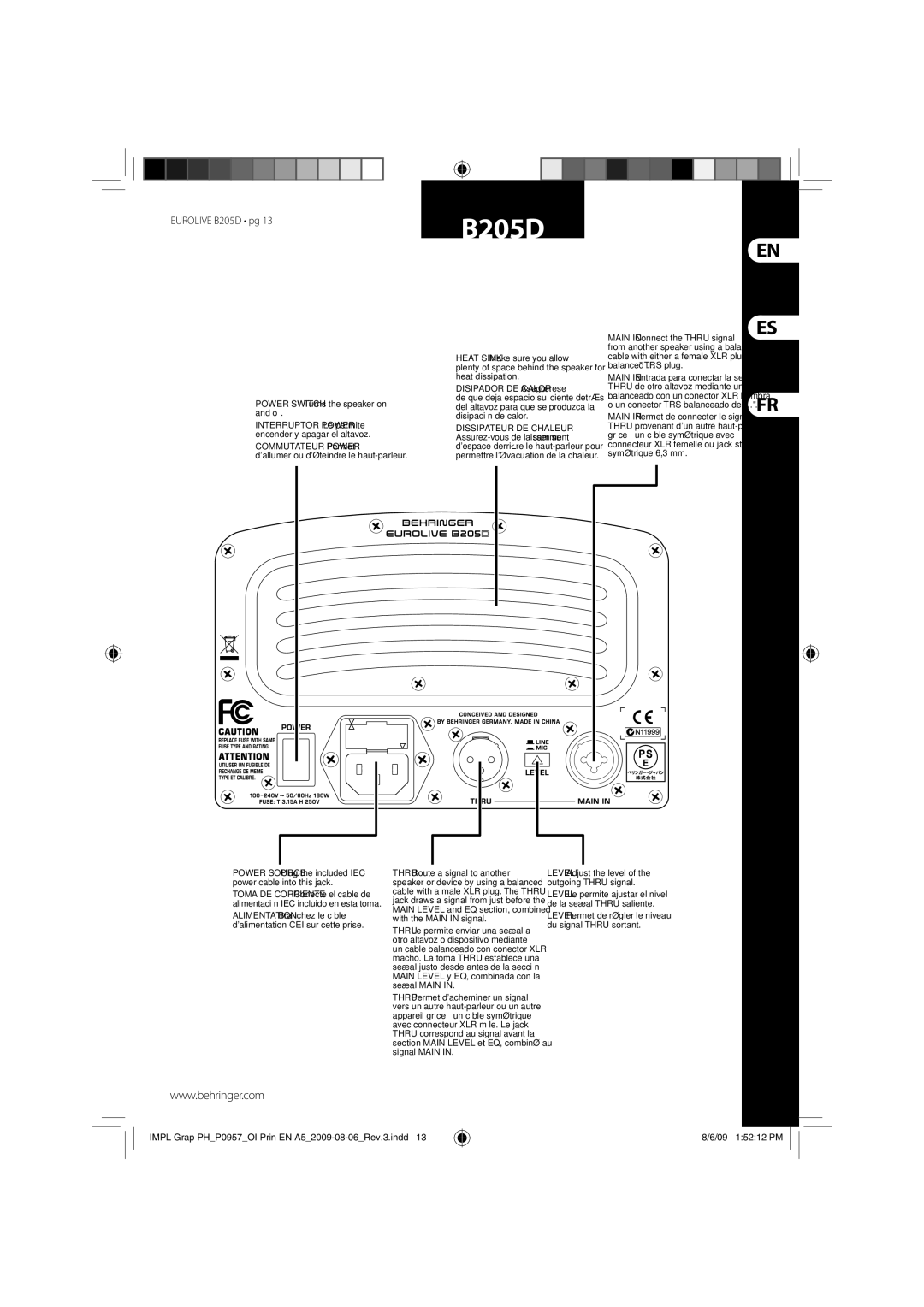 Behringer B205D manual 