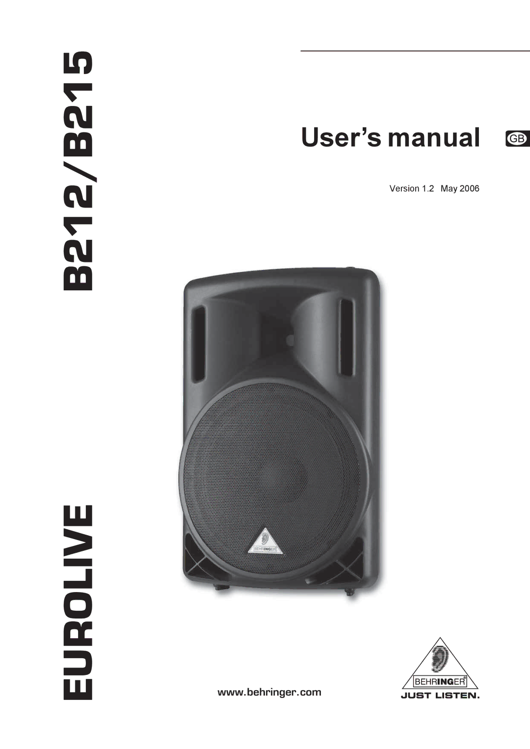 Behringer B212/B215 user manual Eurolive 