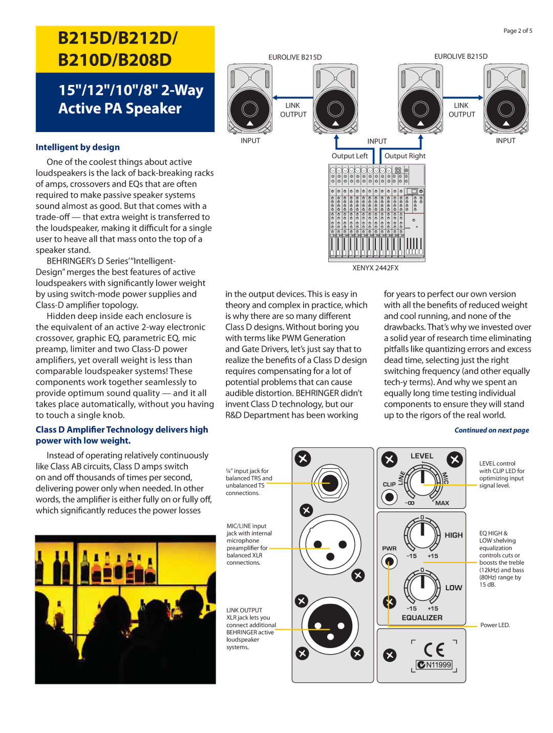 Behringer B210D, B215D, B212D, B208D manual Intelligent by design 