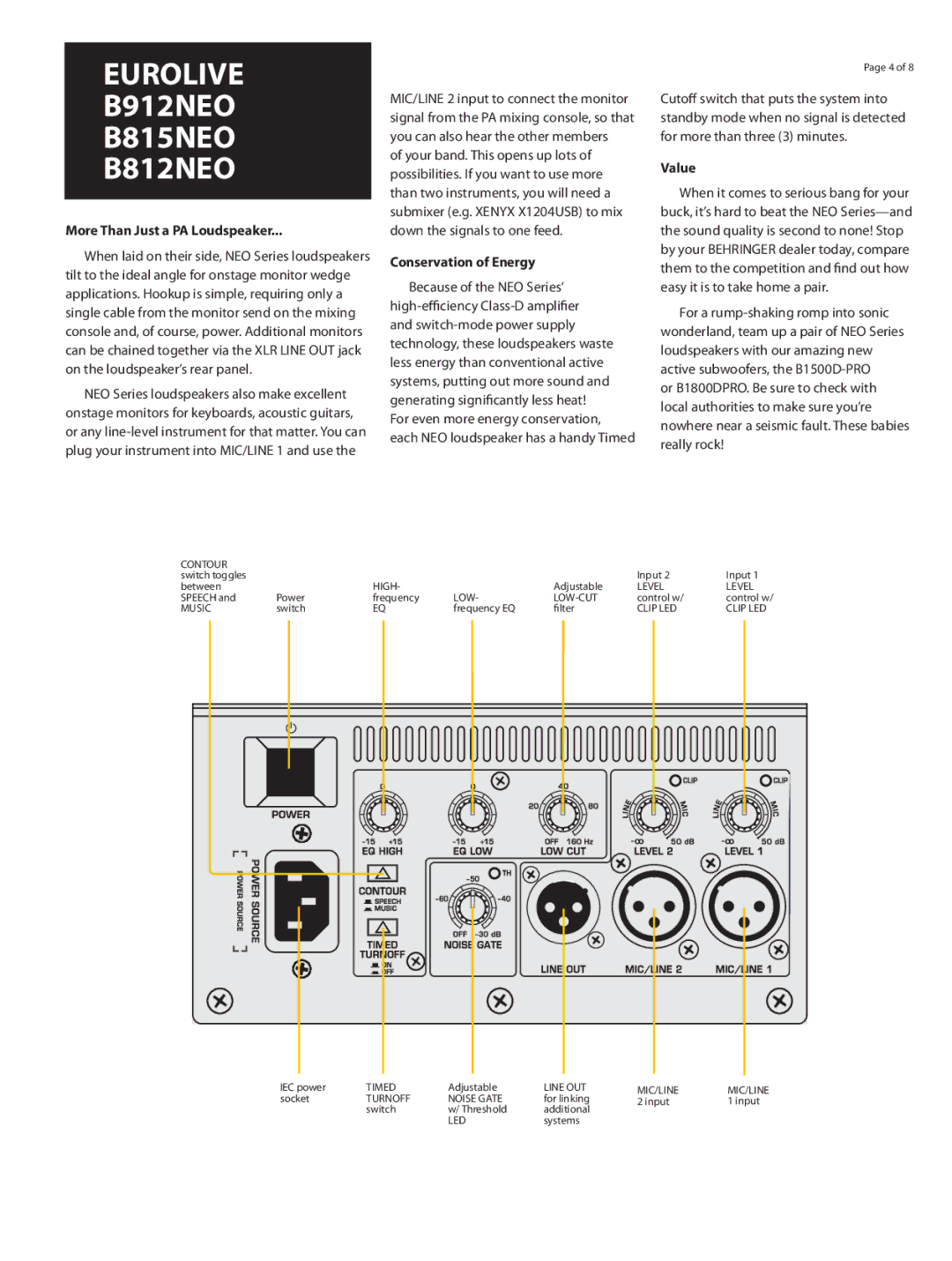 Behringer B912NEO, B815NEO, B812NEO manual More Than Just a PA Loudspeaker, Conservation of Energy, Value 