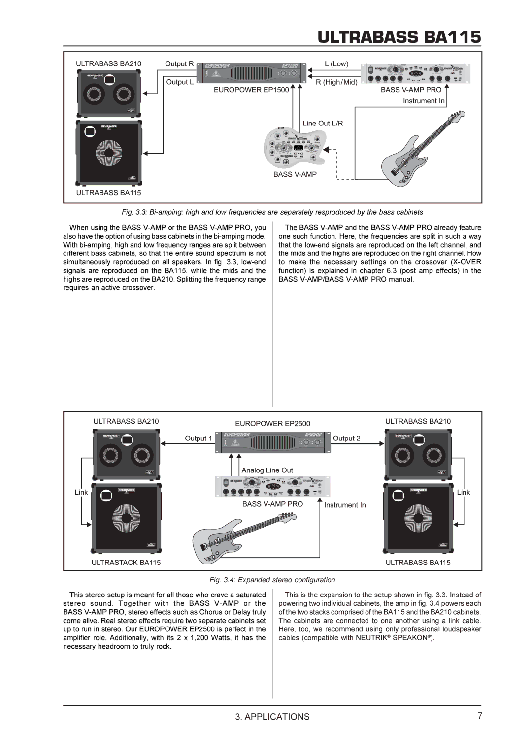 Behringer BA115 manual Expanded stereo configuration 