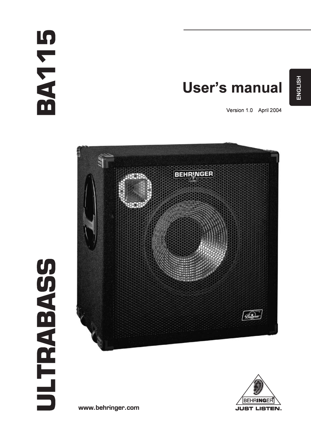 Behringer manual BA115 ULTRABASS, English 