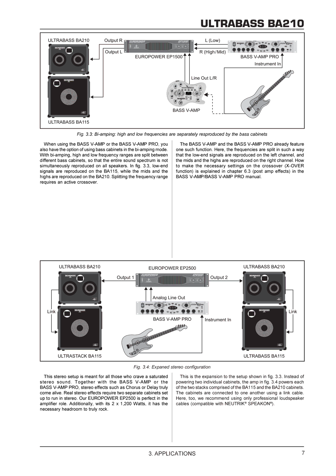 Behringer BA210 manual Expaned stereo configuration 