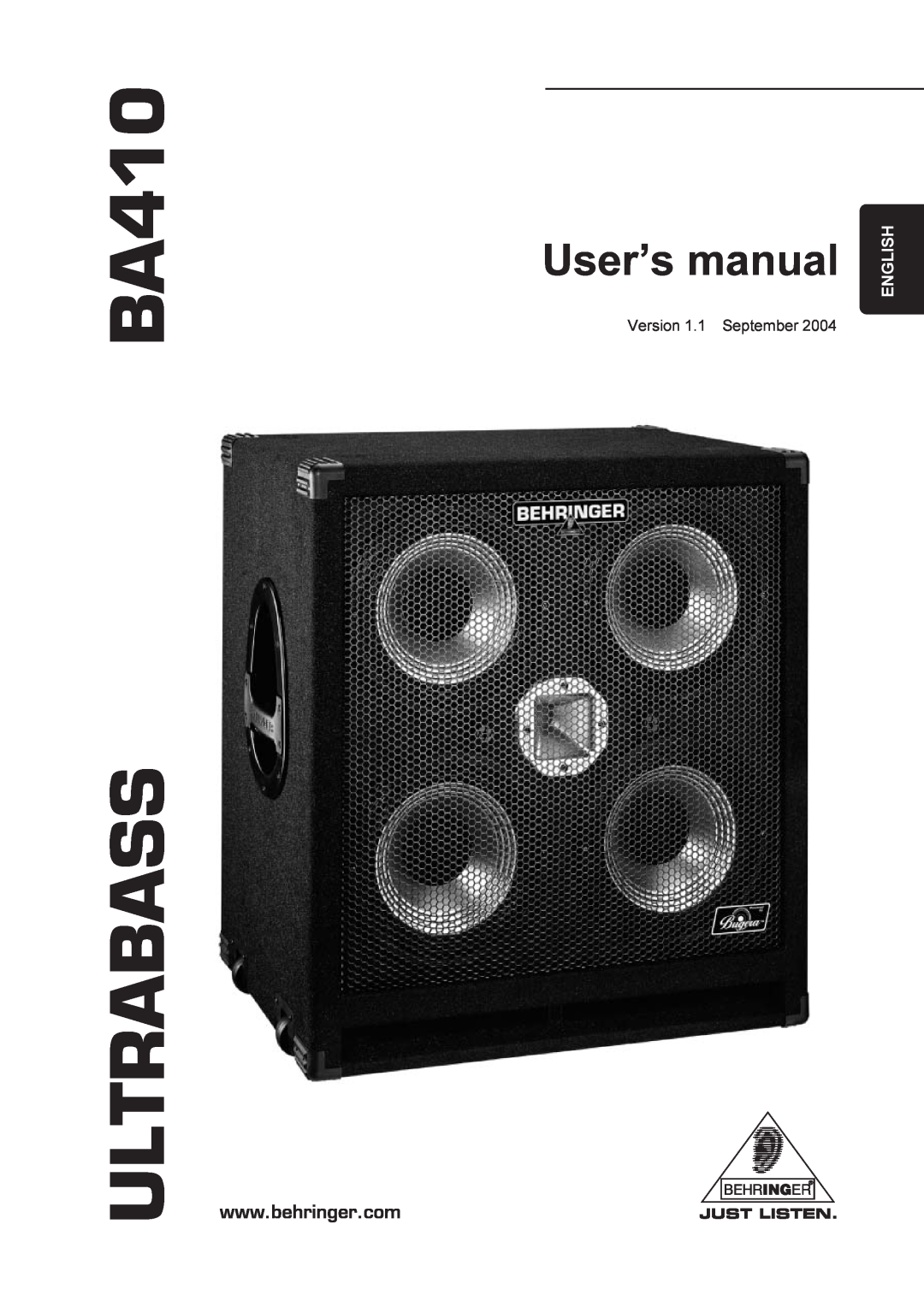 Behringer manual BA410 ULTRABASS, English 