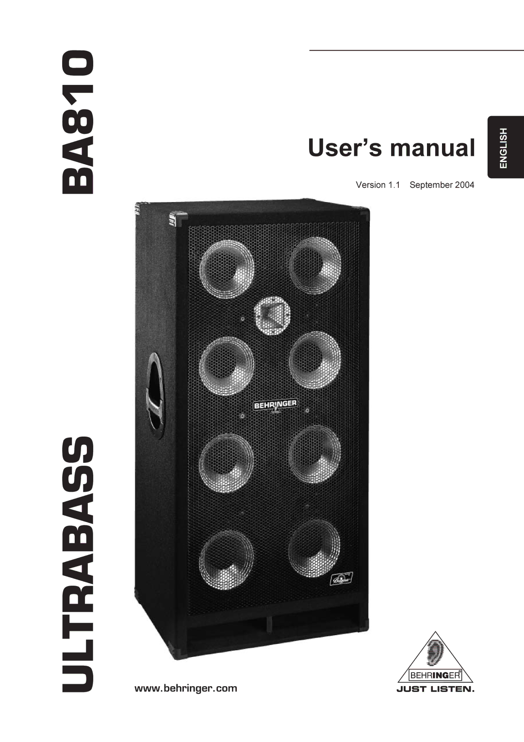 Behringer BA810 manual Ultrabass 