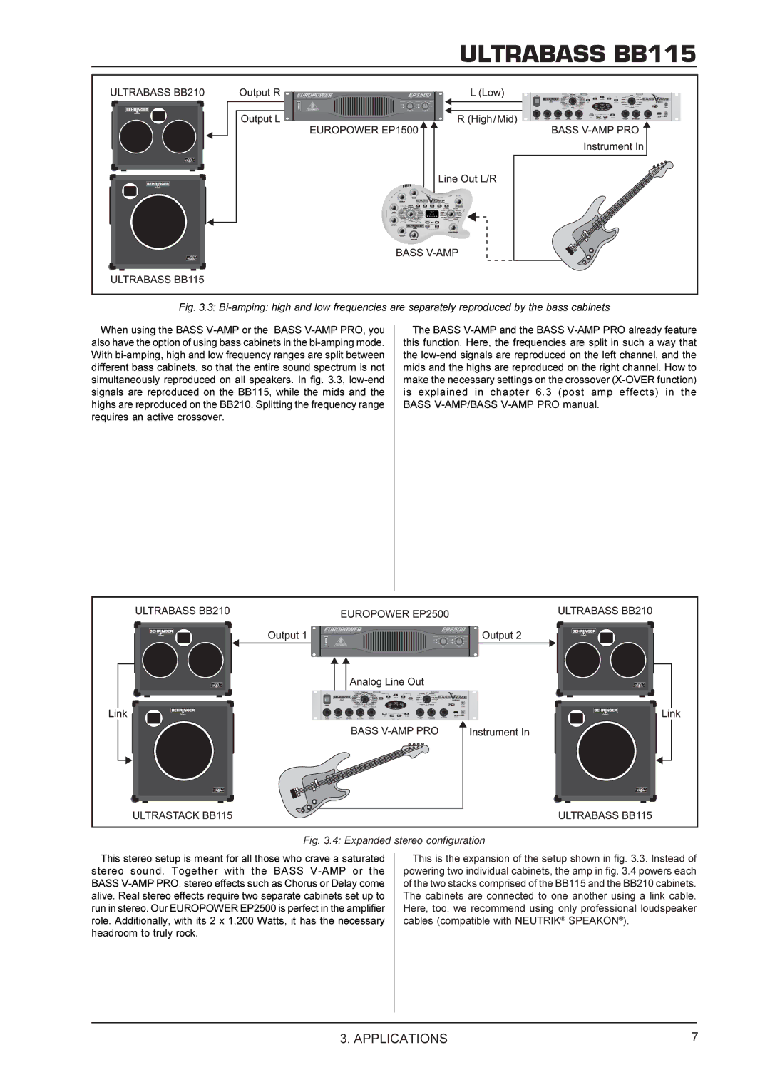 Behringer BB115 manual Expanded stereo configuration 