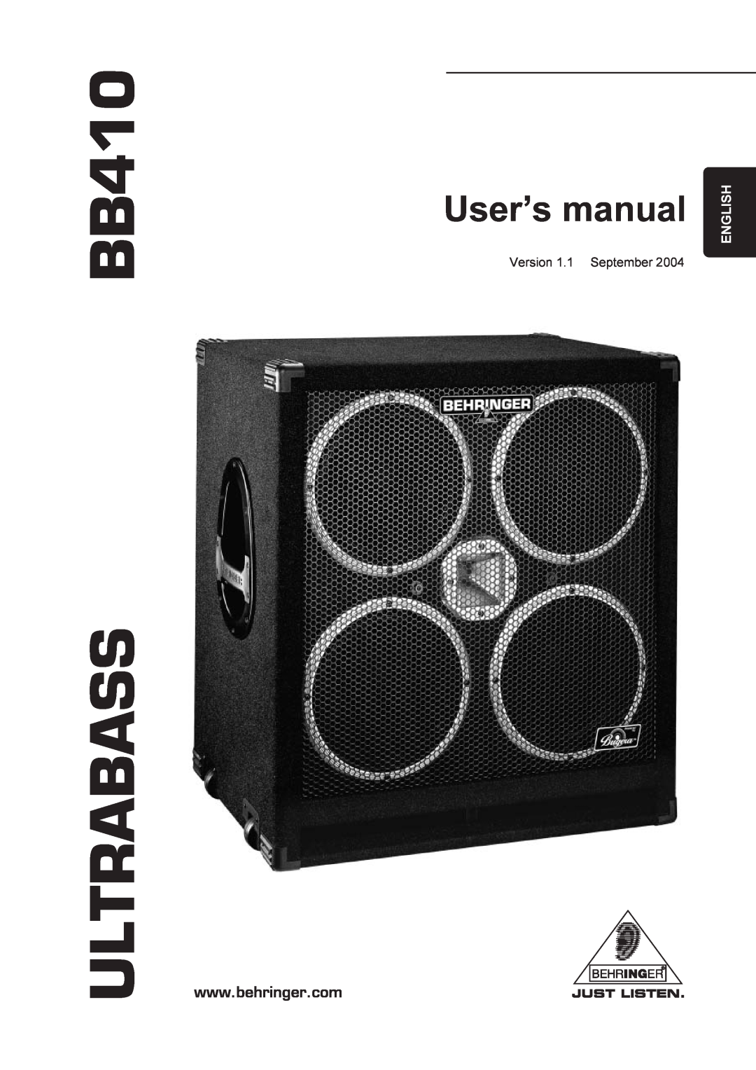 Behringer manual BB410 ULTRABASS, English 
