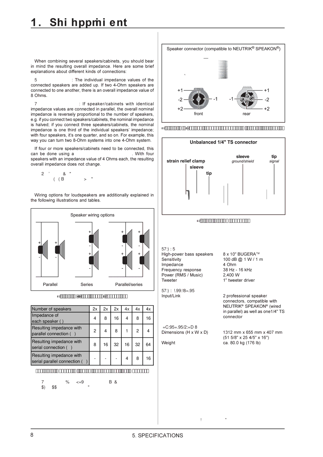 Behringer BB810 manual Installation, Specifications 