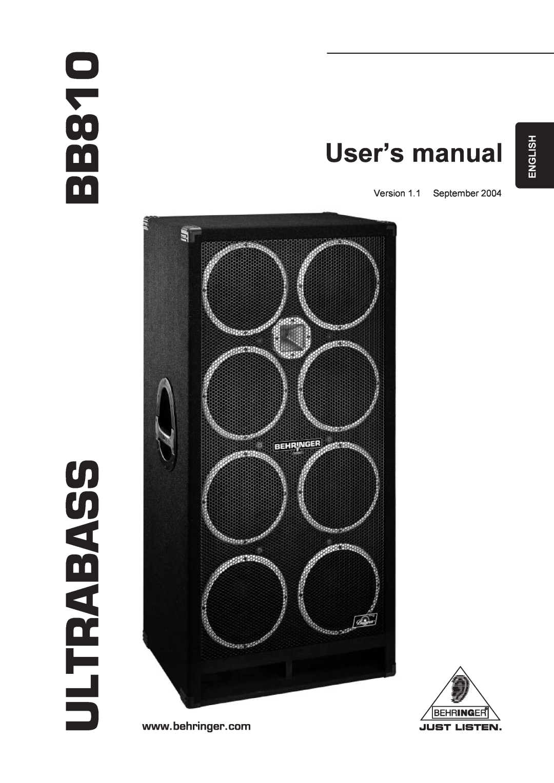 Behringer manual BB810 ULTRABASS, English 