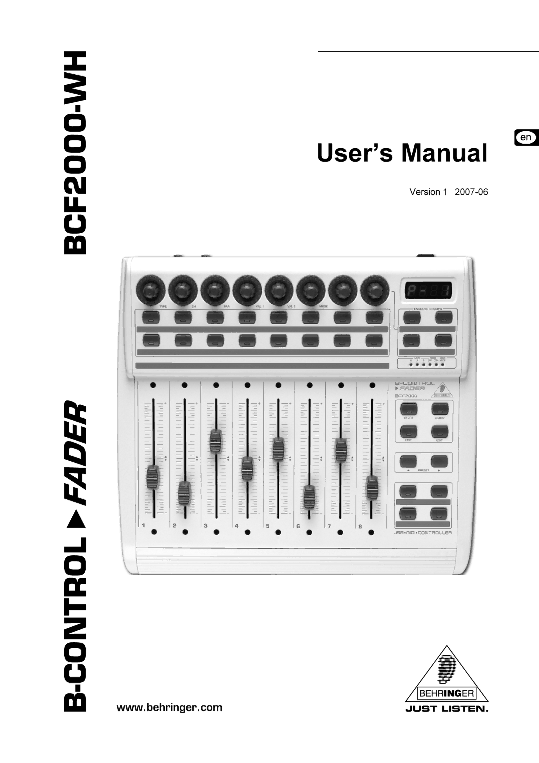 Behringer BCF2000-WH manual Control Fader, Version 1 