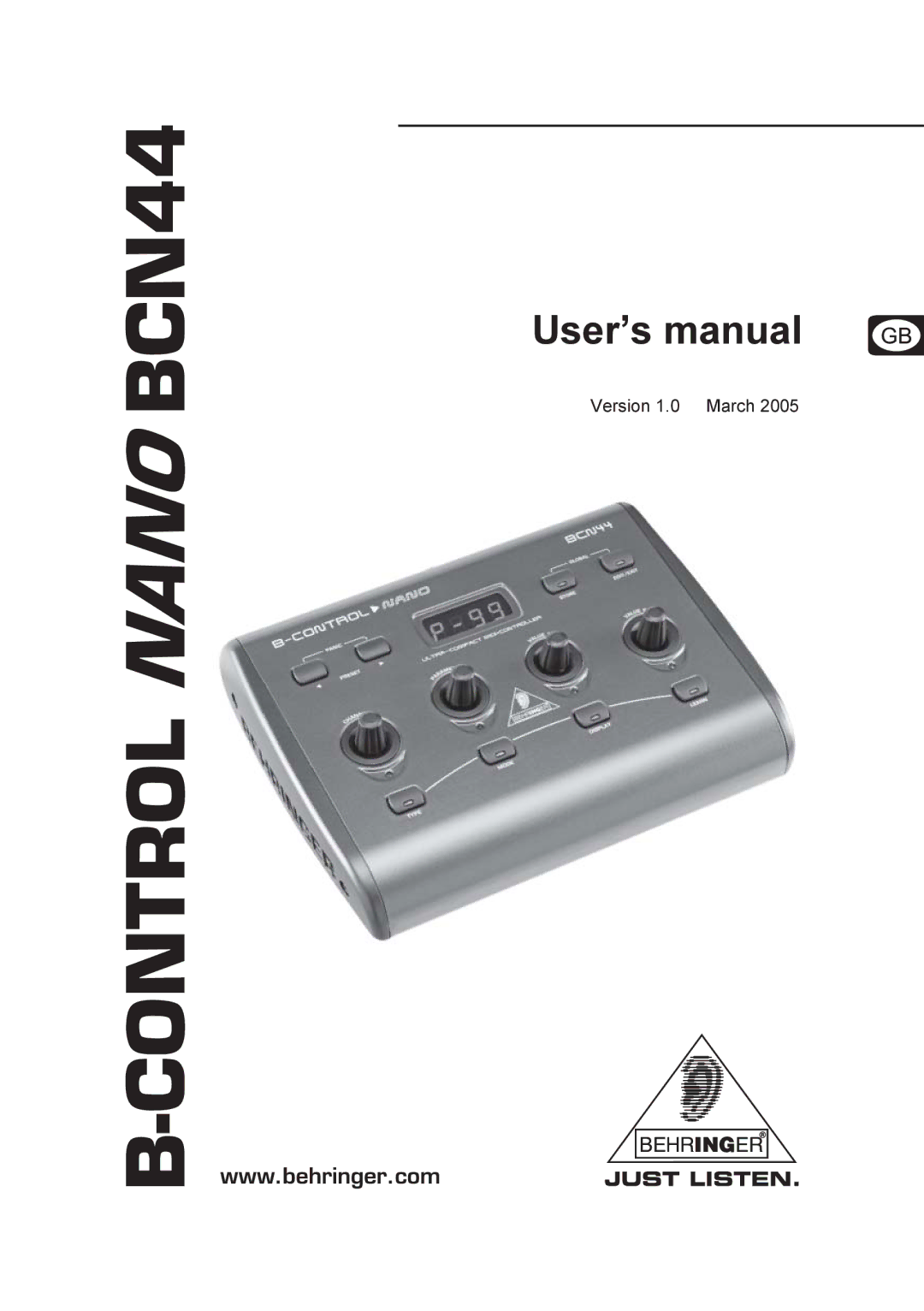 Behringer manual Control Nano BCN44 