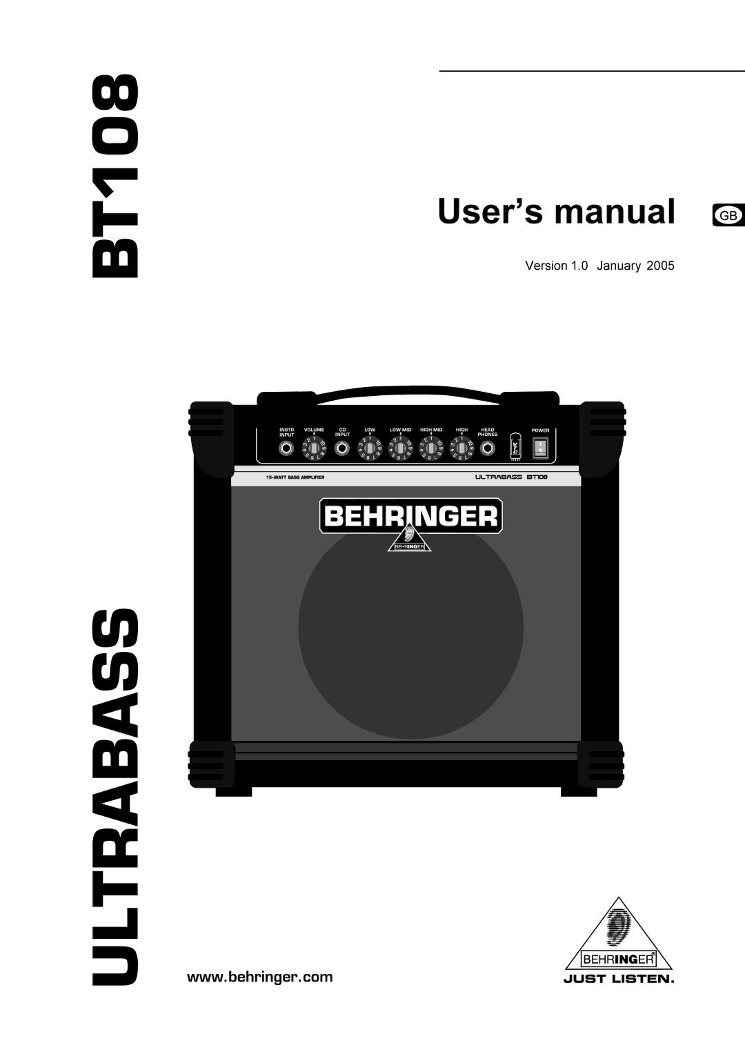 Behringer BT108 manual Ultrabass 