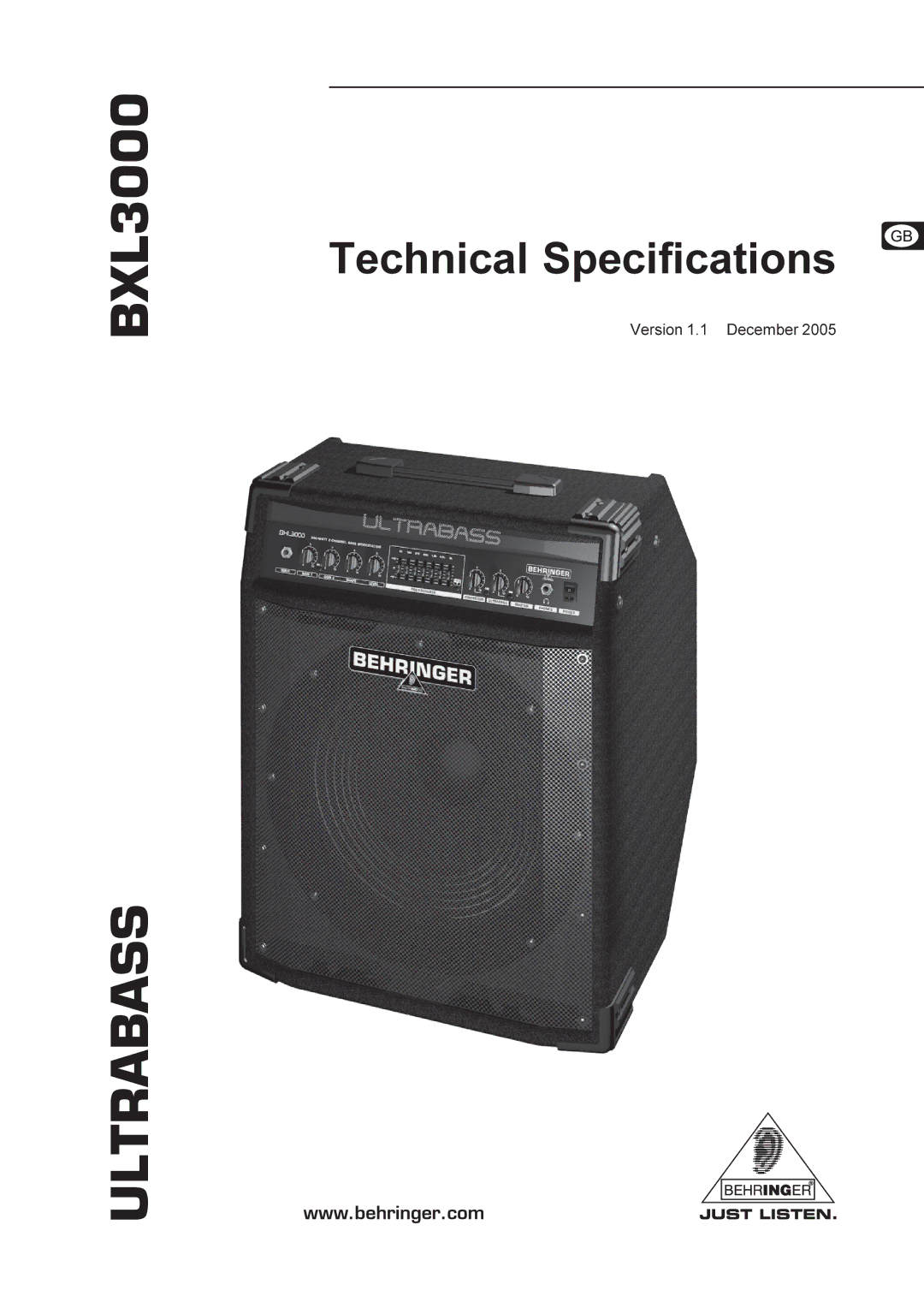 Behringer BXL3000 technical specifications Ultrabass 