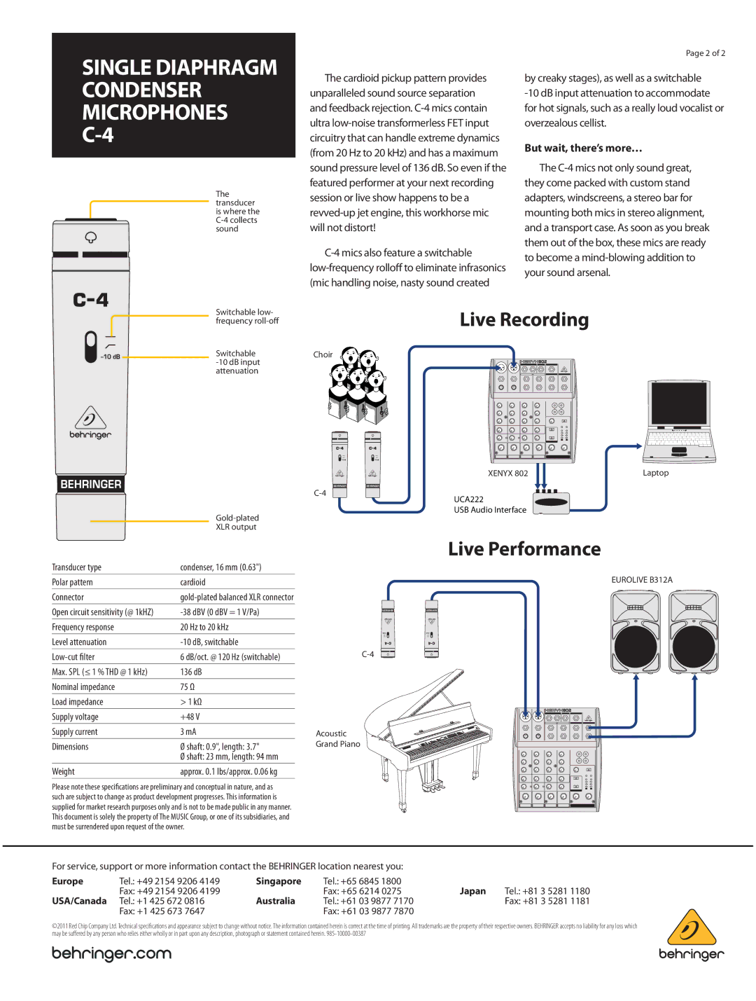 Behringer manual Single Diaphragm Condenser Microphones C-4, But wait, there’s more… 