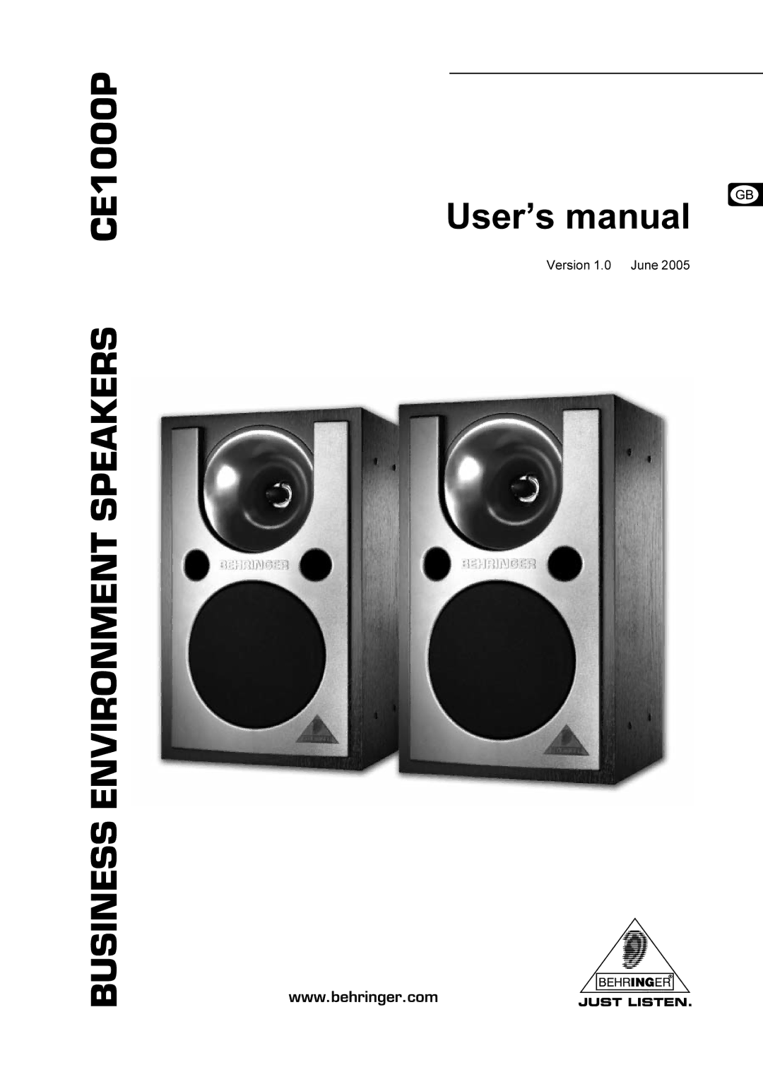 Behringer CE1000P manual Version 1.0 June 