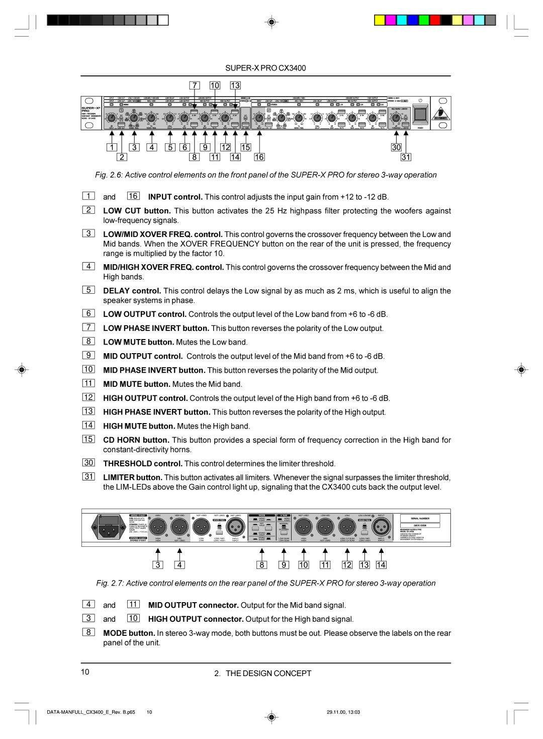 Behringer manual DATA-MANFULLCX3400ERev. B.p65 29.11.00 