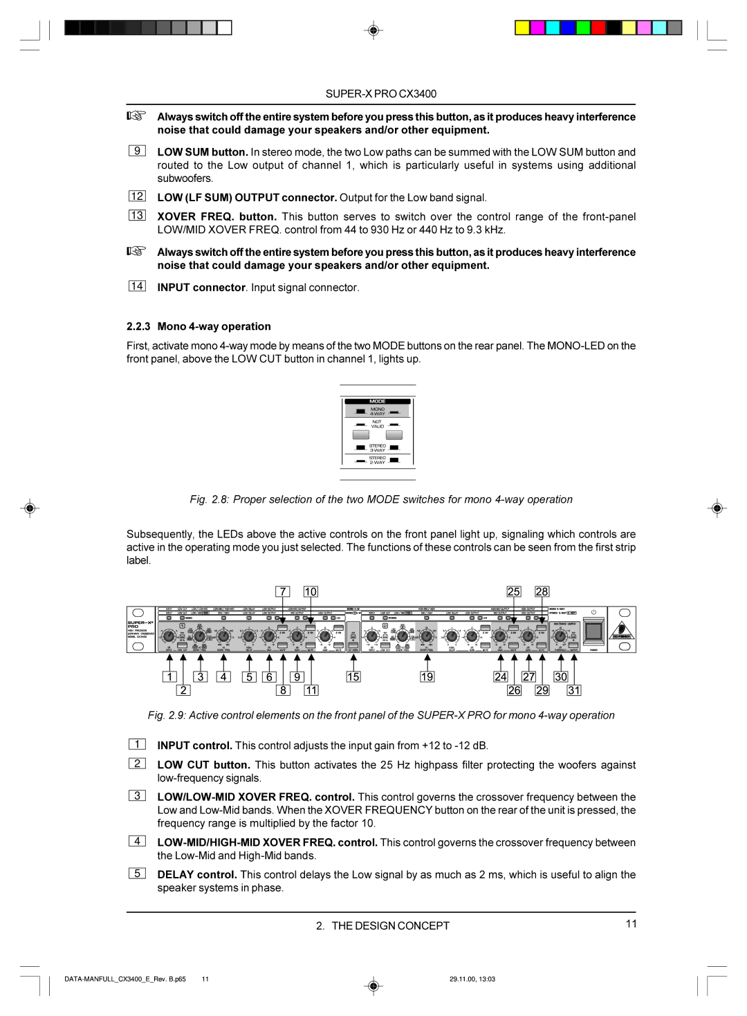 Behringer manual DATA-MANFULLCX3400ERev. B.p65 29.11.00 