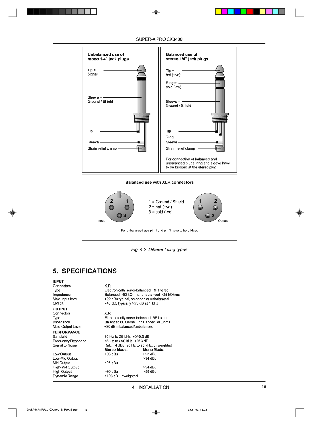 Behringer manual DATA-MANFULLCX3400ERev. B.p65 29.11.00 