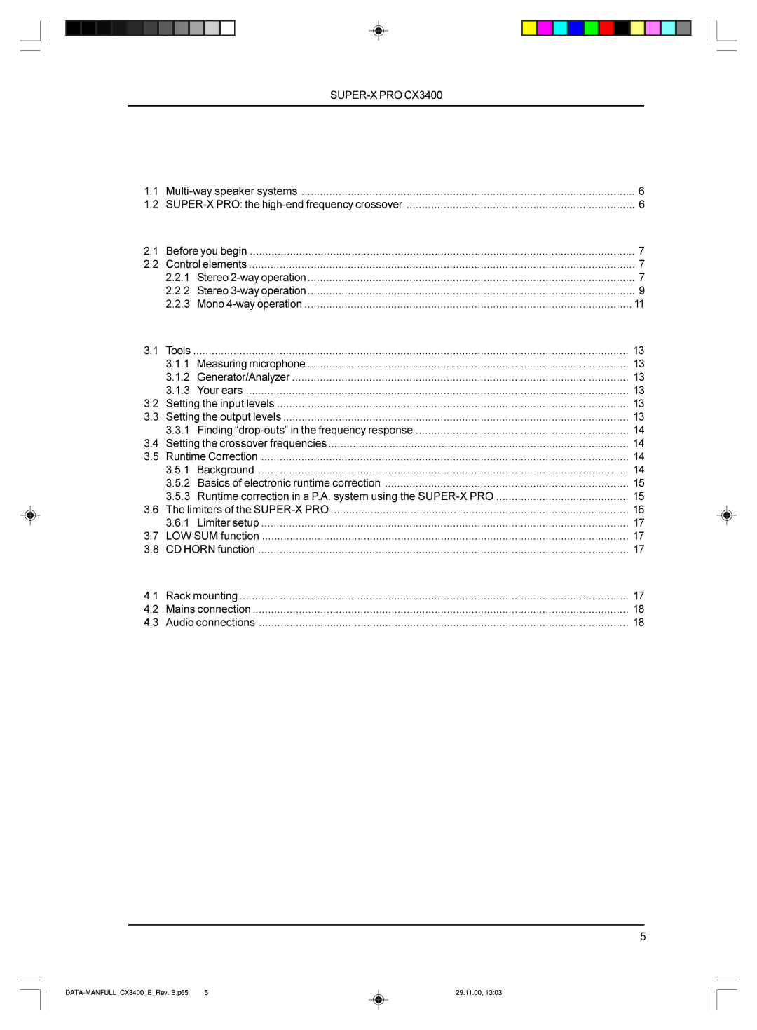 Behringer manual DATA-MANFULLCX3400ERev. B.p65 29.11.00 