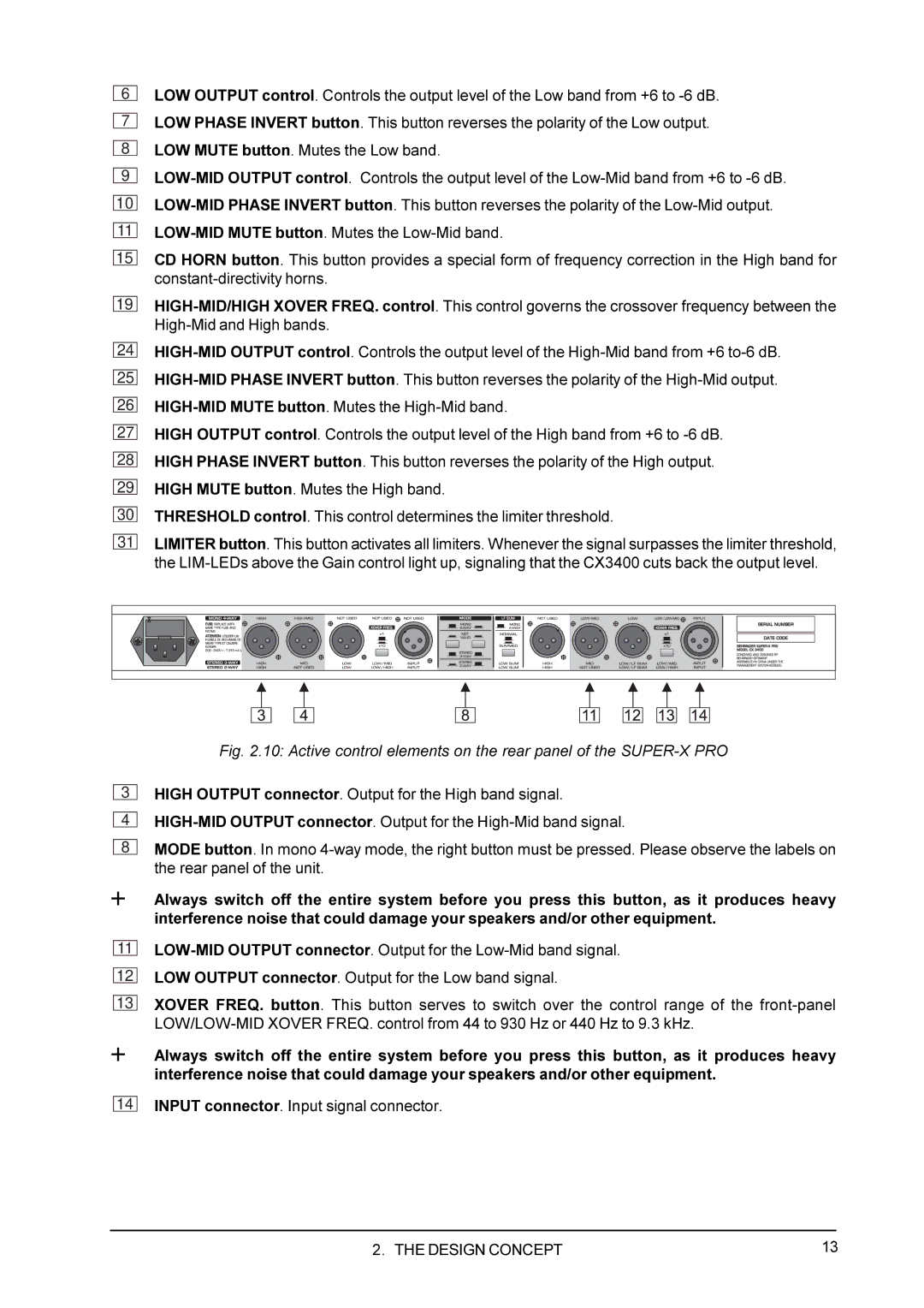 Behringer CX3400 manual Design Concept 