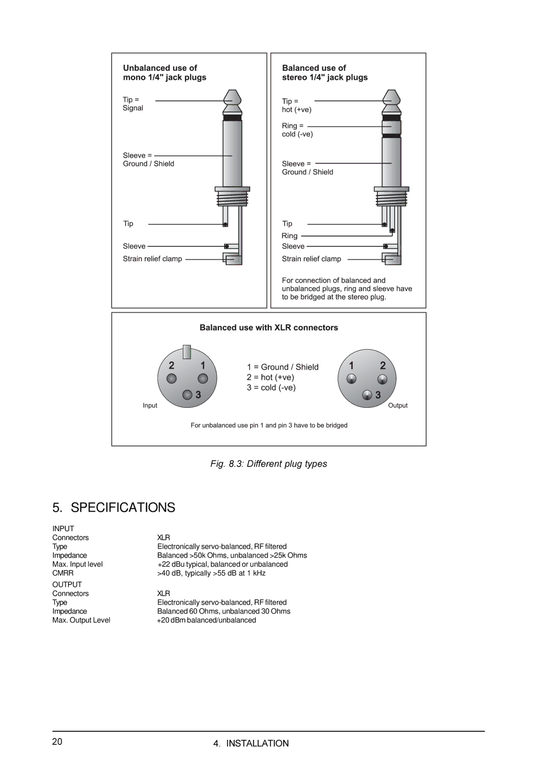 Behringer CX3400 manual Specifications, Xlr 