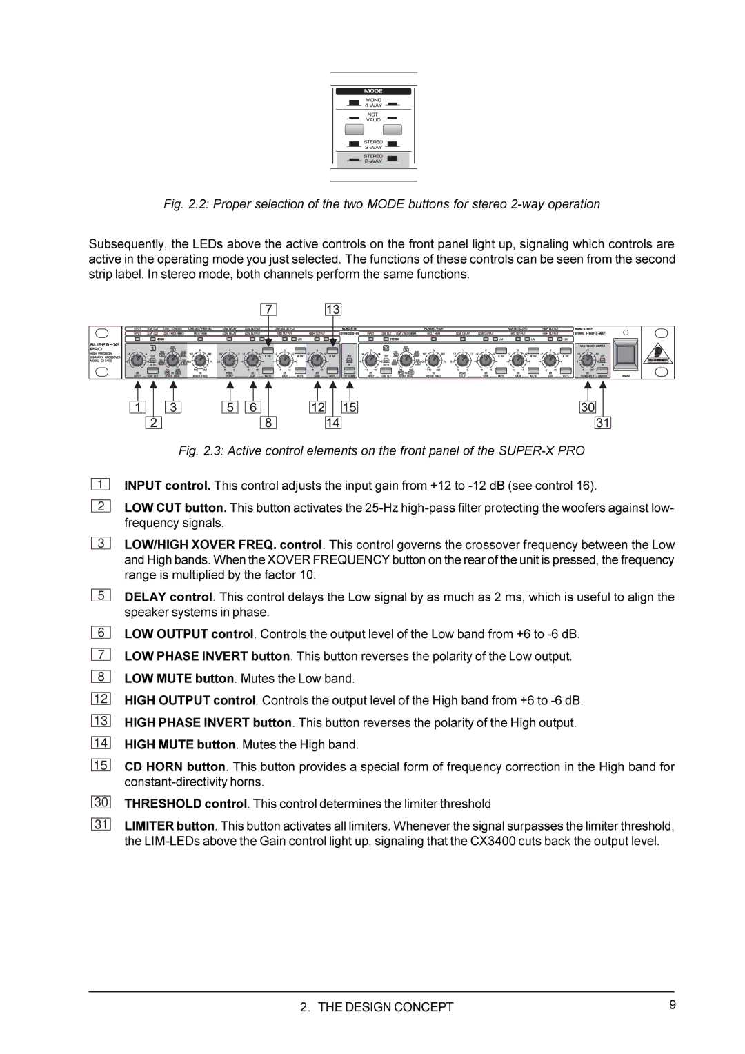 Behringer CX3400 manual Design Concept 