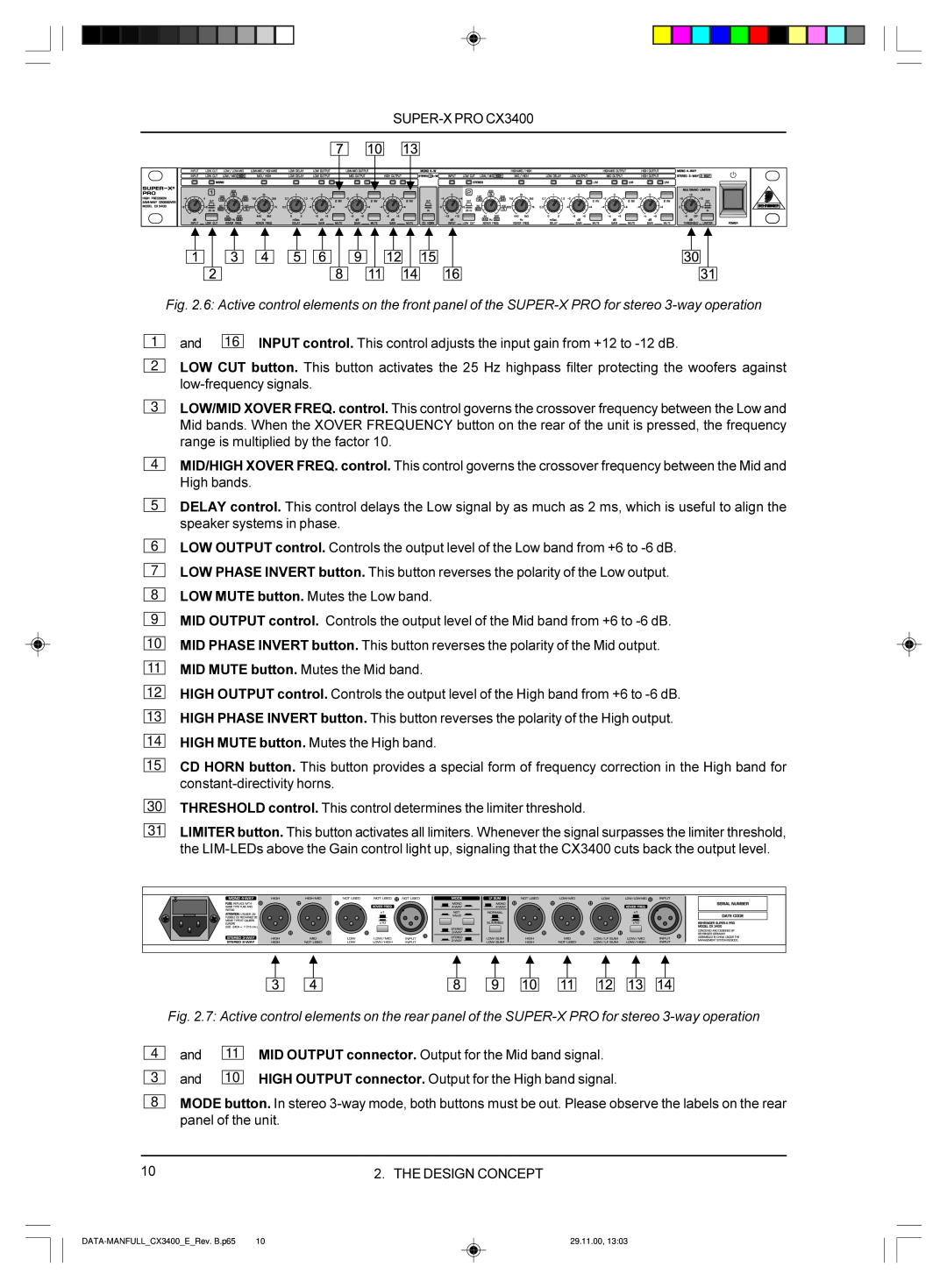 Behringer manual 4 5 6 7 8 9, DATA-MANFULL CX3400 E Rev.B.p65, 29.11.00 